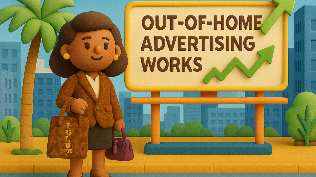 2D claymation character promoting out-of-home advertising strategy for businesses in Palm Beach, Broward, and Miami-Dade counties